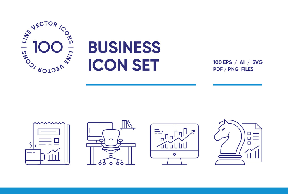 Modern Business – 100 Line Icons