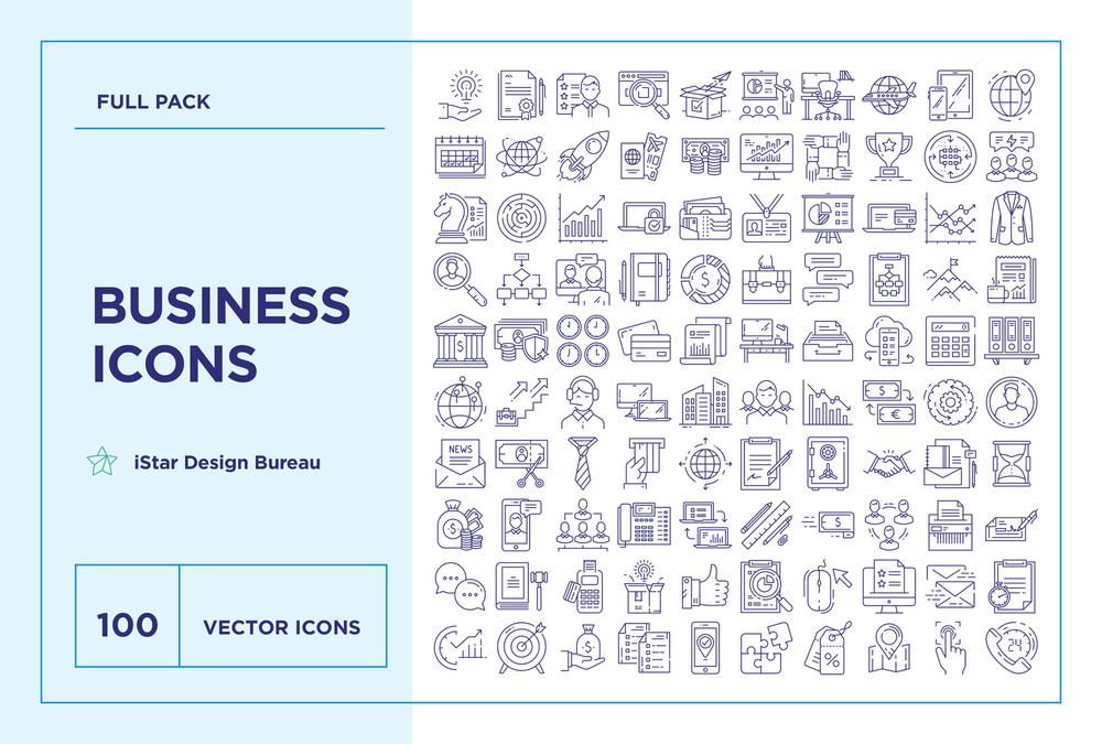 Modern Business – 100 Line Icons