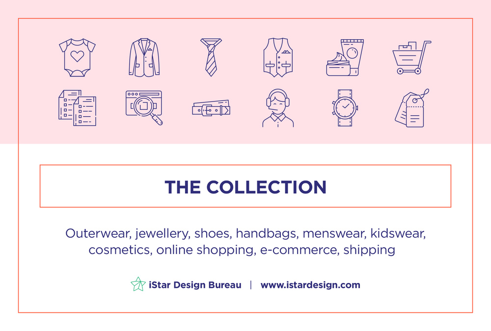 Online Clothes Shopping – 100 Line Icons