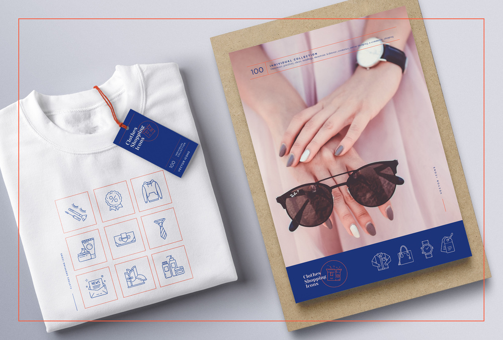 Online Clothes Shopping – 100 Line Icons