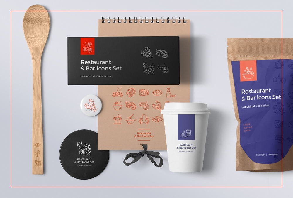 Food & Drinks – 100 Line Icons