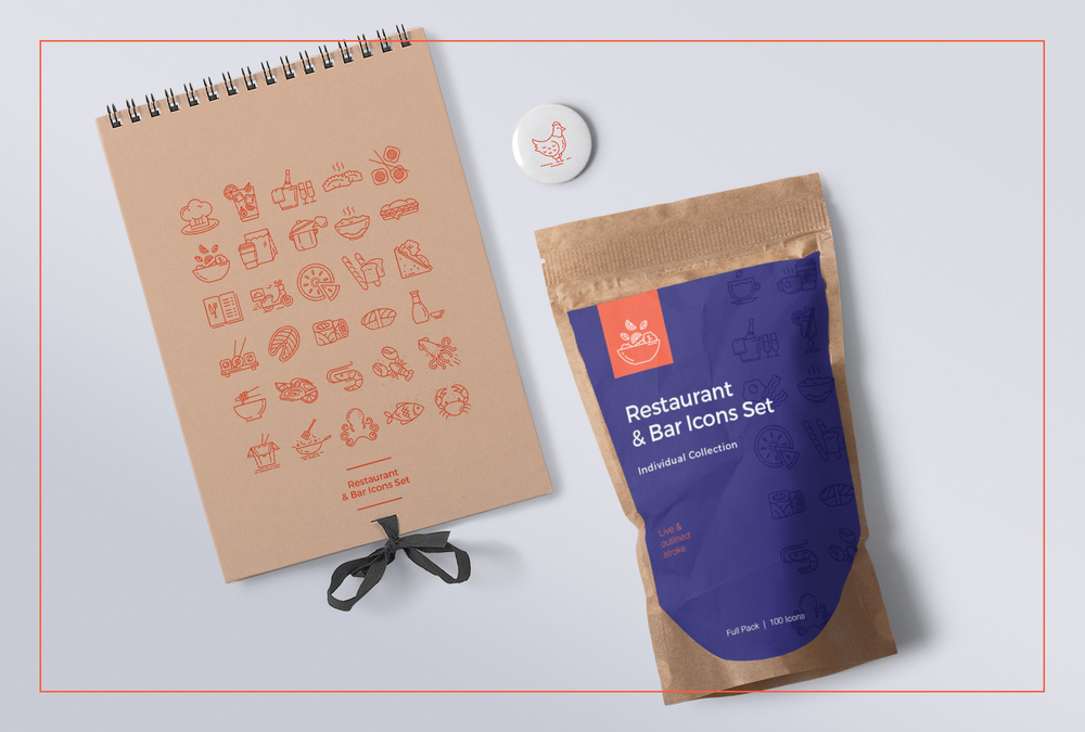Food & Drinks – 100 Line Icons
