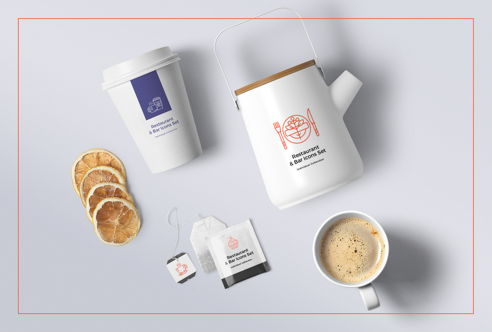 Food & Drinks – 100 Line Icons