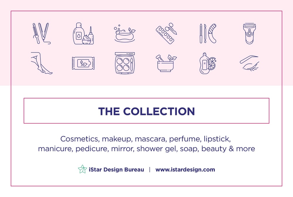 Beauty & Cosmetics – 100 Line Icons