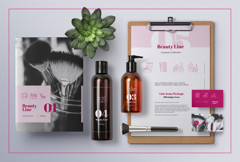 Beauty & Cosmetics – 100 Line Icons