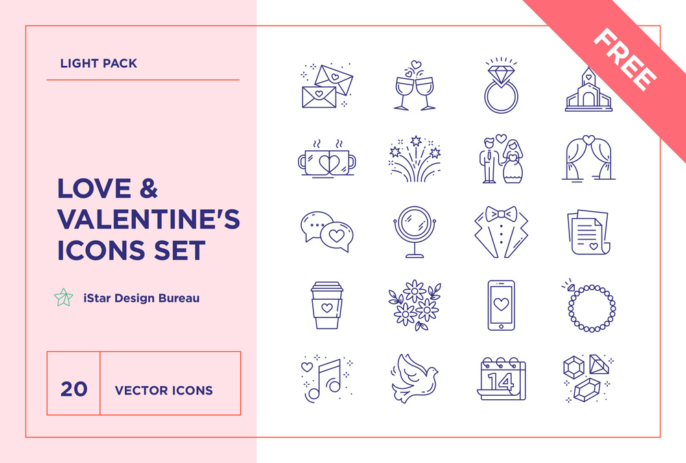 Love & Valentine’s – 20 Line Icons