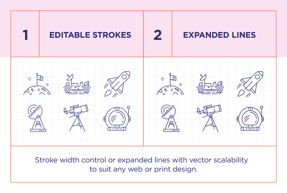 Space Exploration – 20 Line Icons
