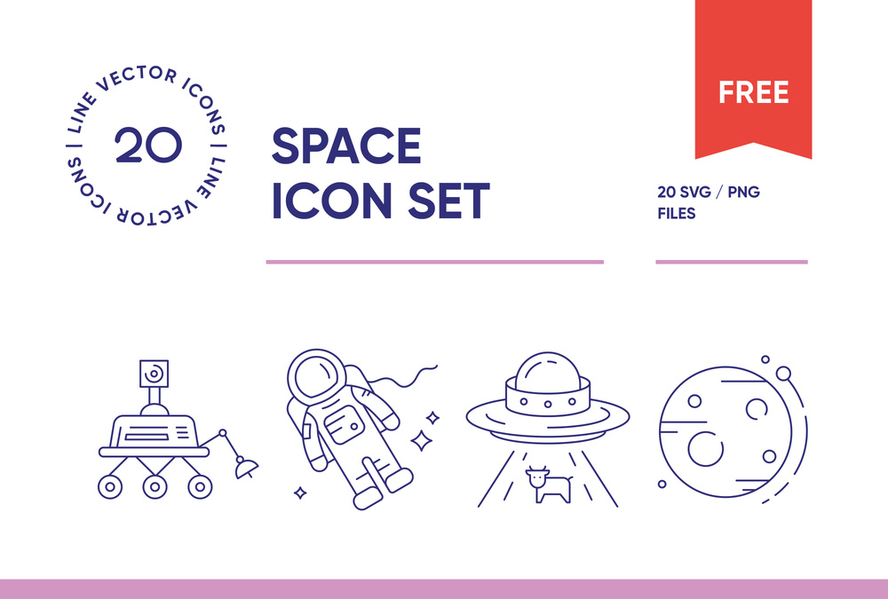 Space Exploration – 20 Line Icons