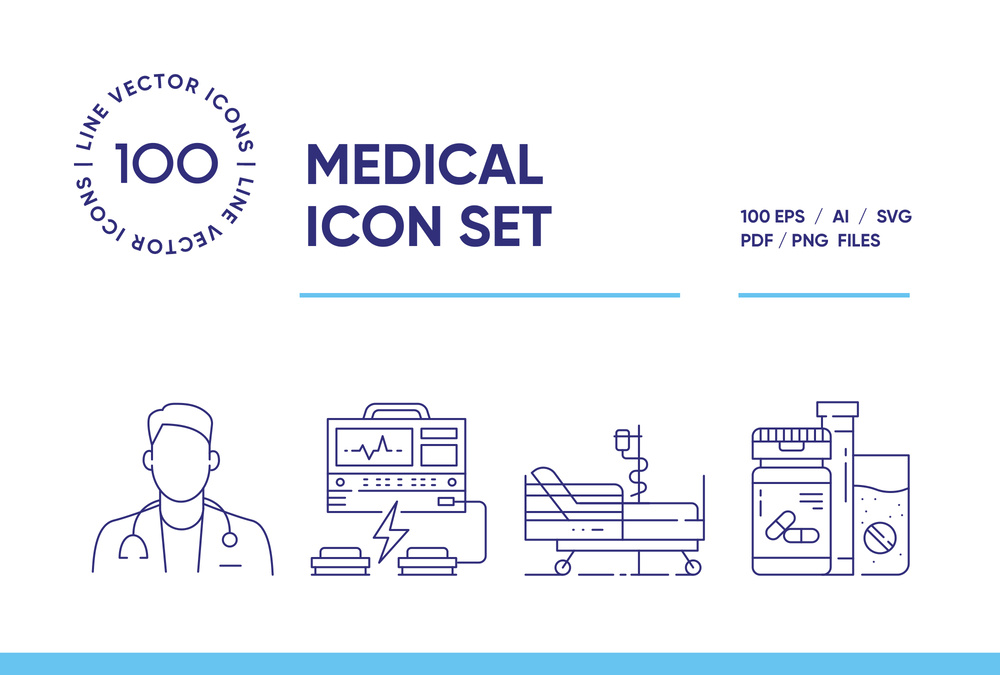 Medicine – 100 Line Icons