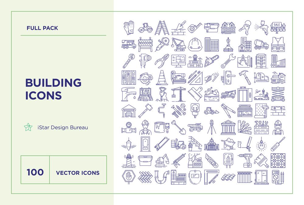 Building and Construction – 100 Line Icons