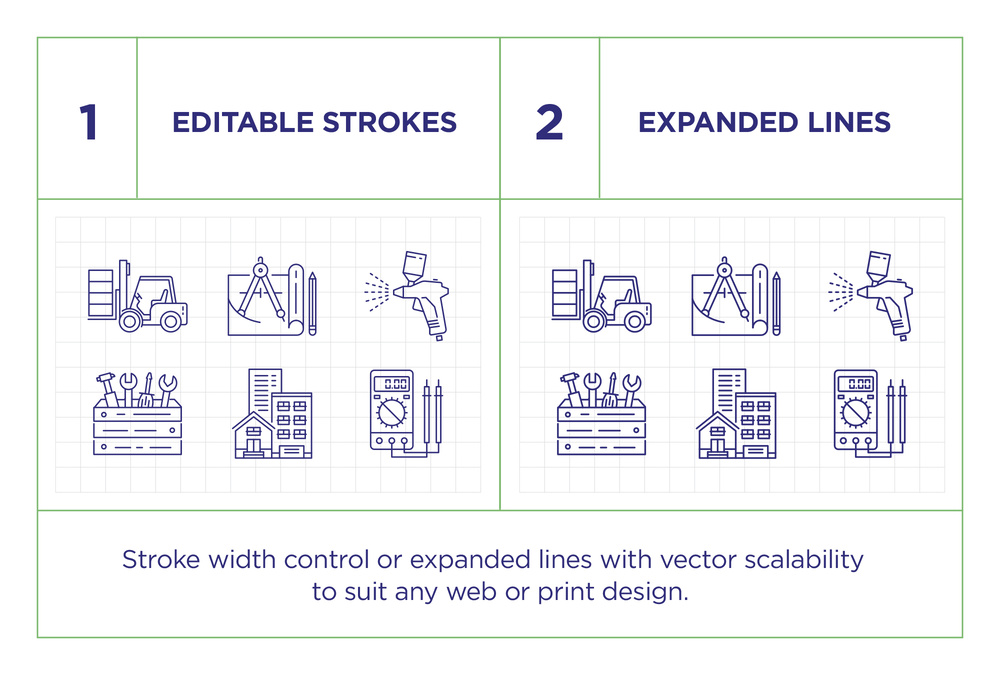 Building and Construction – 100 Line Icons