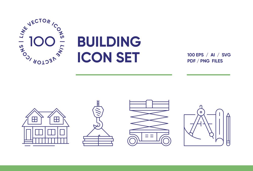 Building and Construction – 100 Line Icons