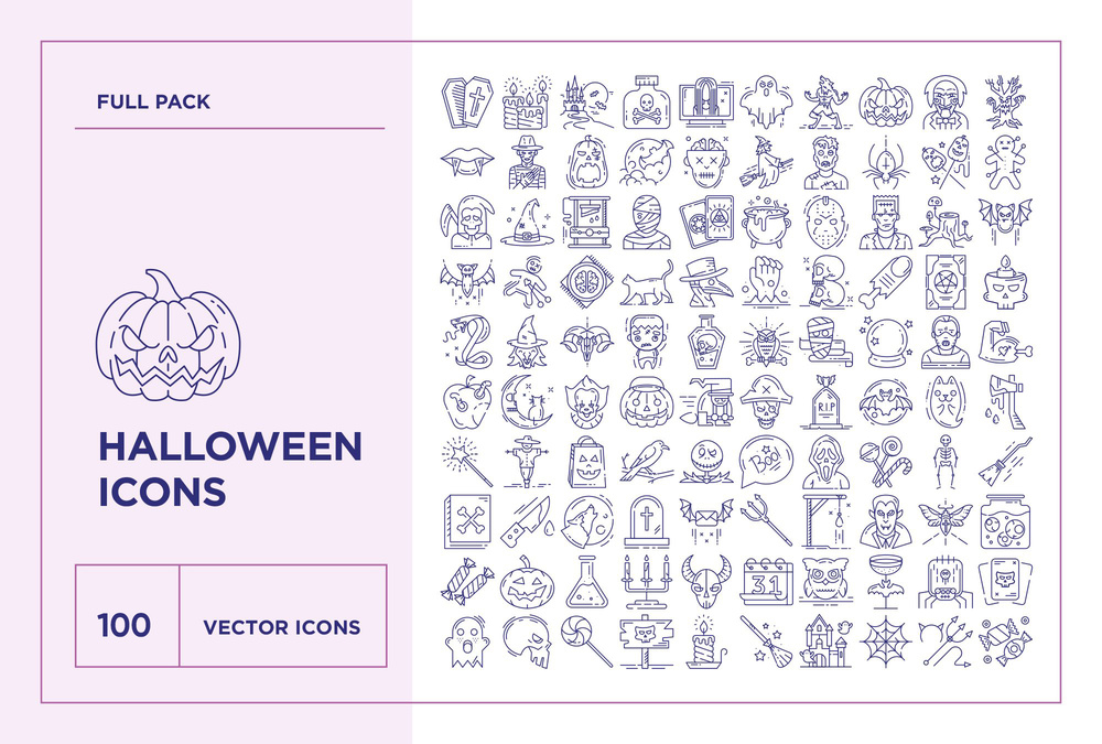 Halloween – 100 Line Icons