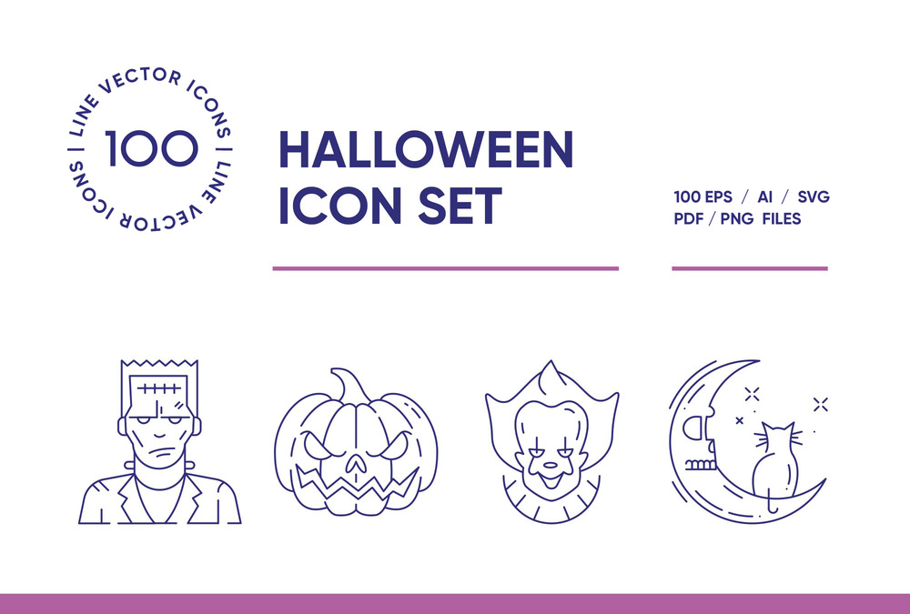 Halloween – 100 Line Icons