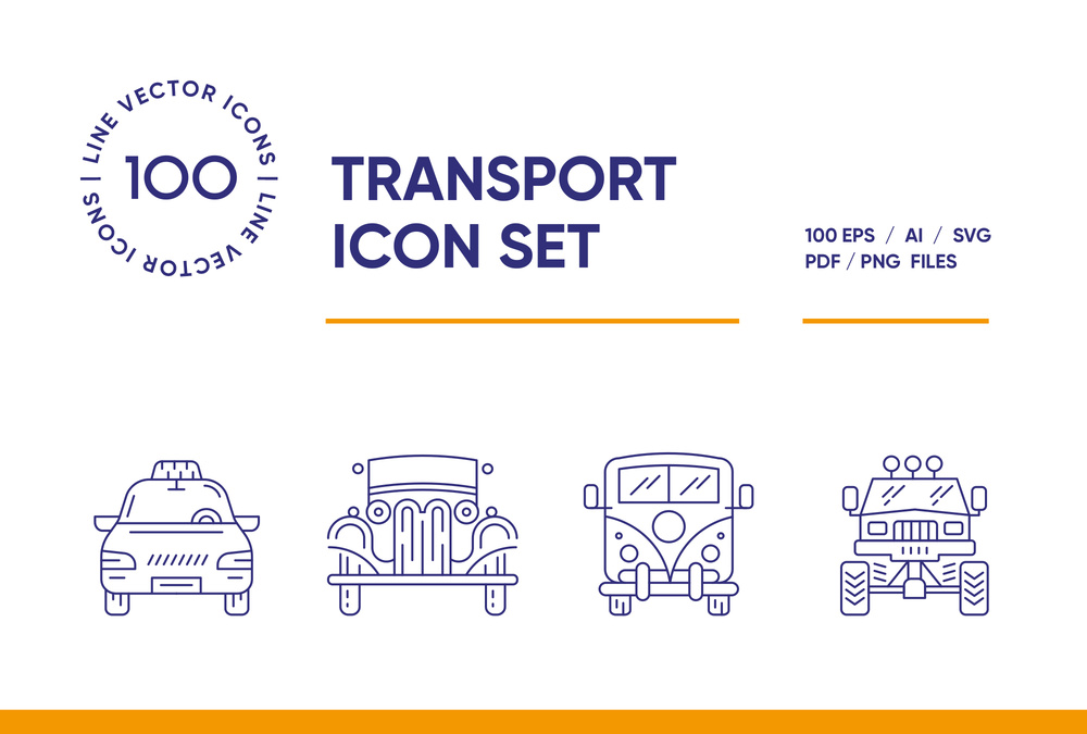 Transport – 100 Line Icons