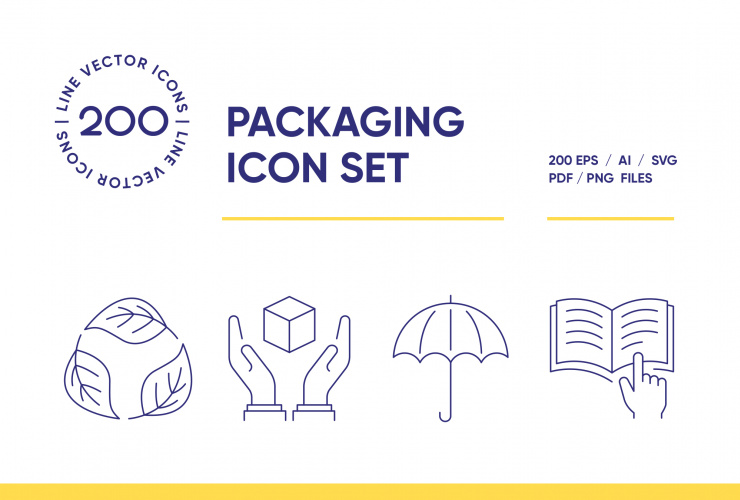 Packaging Symbols – 200 Line Icons