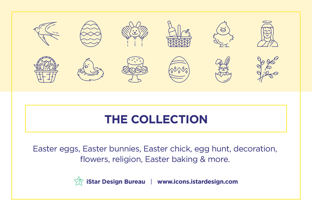 Happy Easter – 100 Line Icons