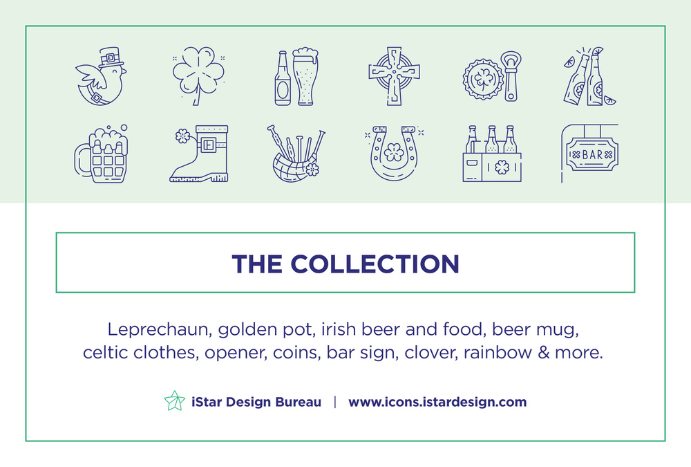 Saint Patrick's Day – 50 Line Icons