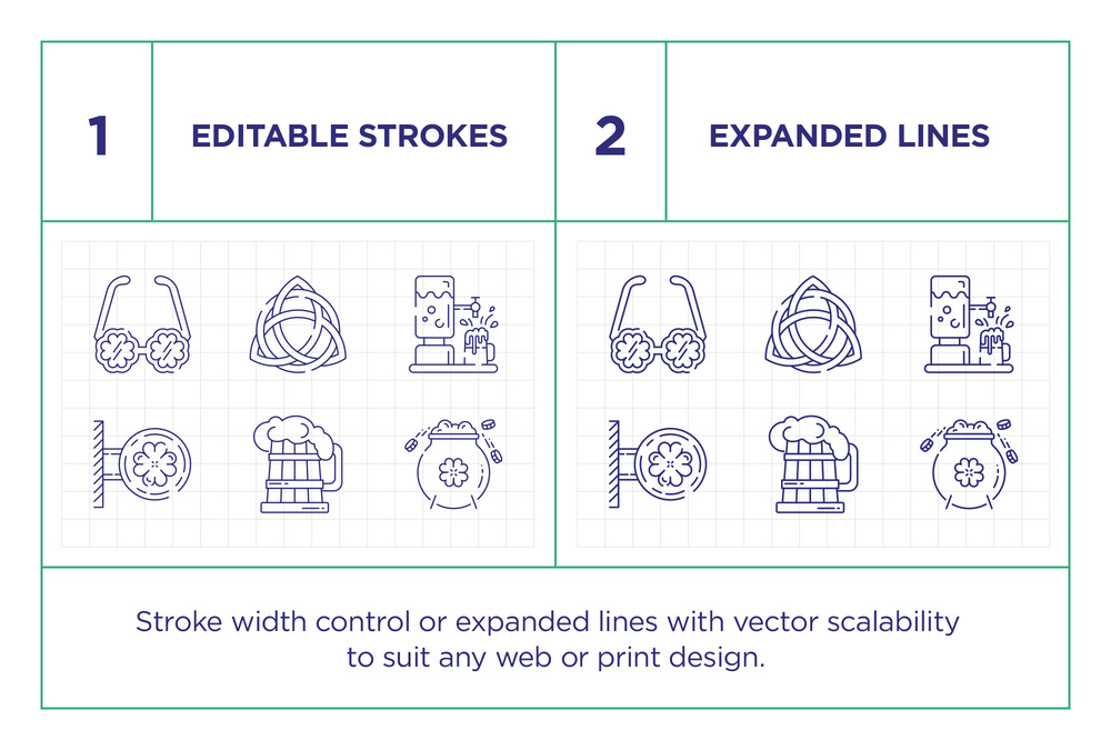 Saint Patrick's Day – 50 Line Icons