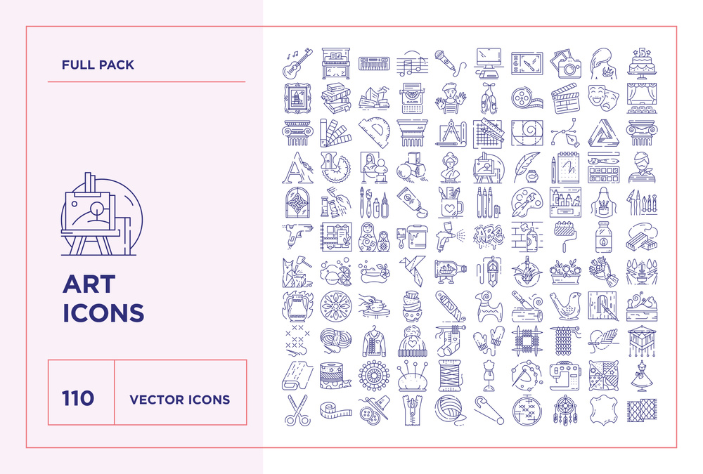 Art and Crafting – 110 Line Icons