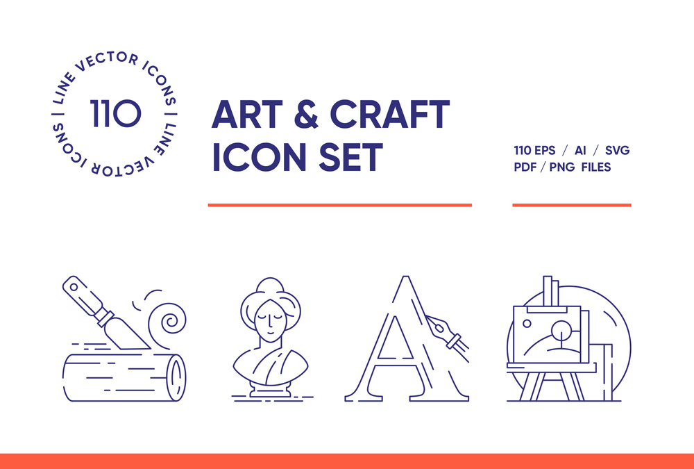 Art and Crafting – 110 Line Icons