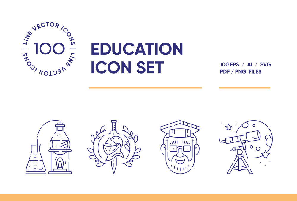 Education and Science – 100 Line Icons