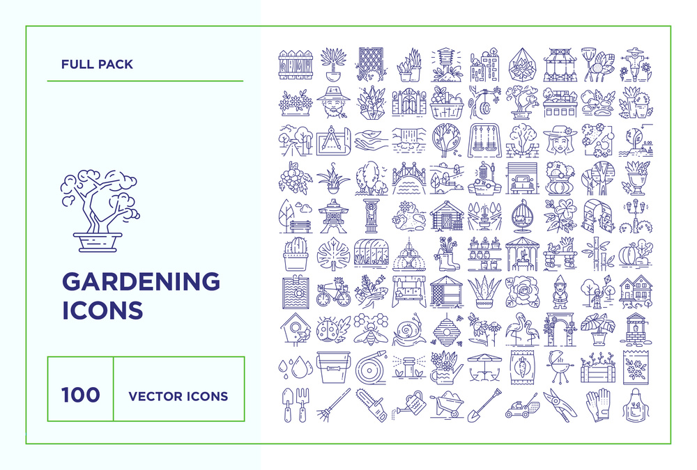 Gardening – 100 Line Icons