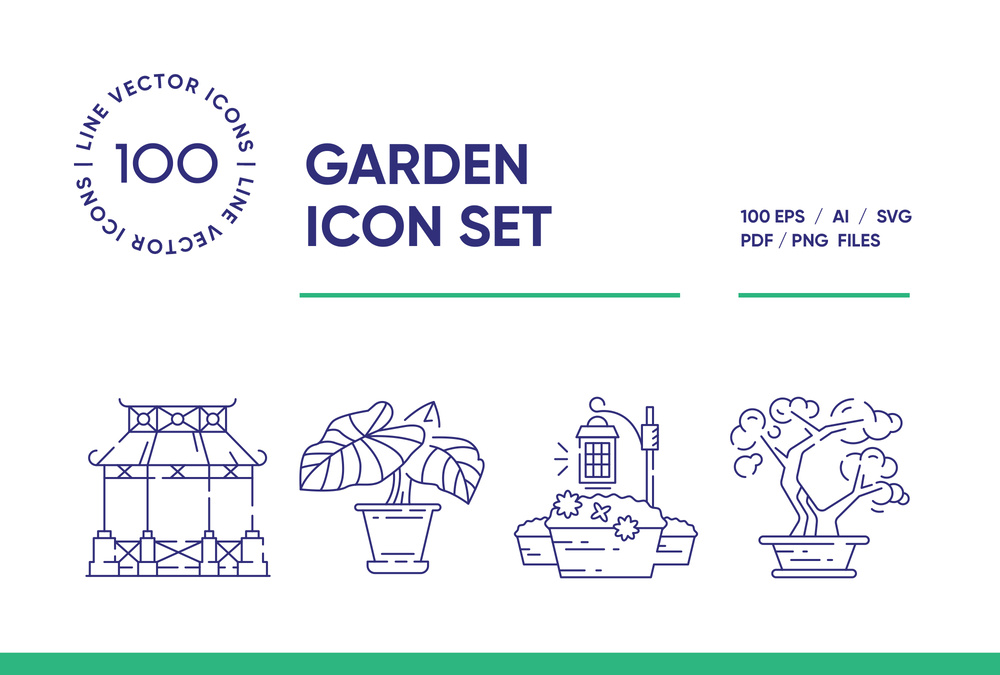 Gardening – 100 Line Icons
