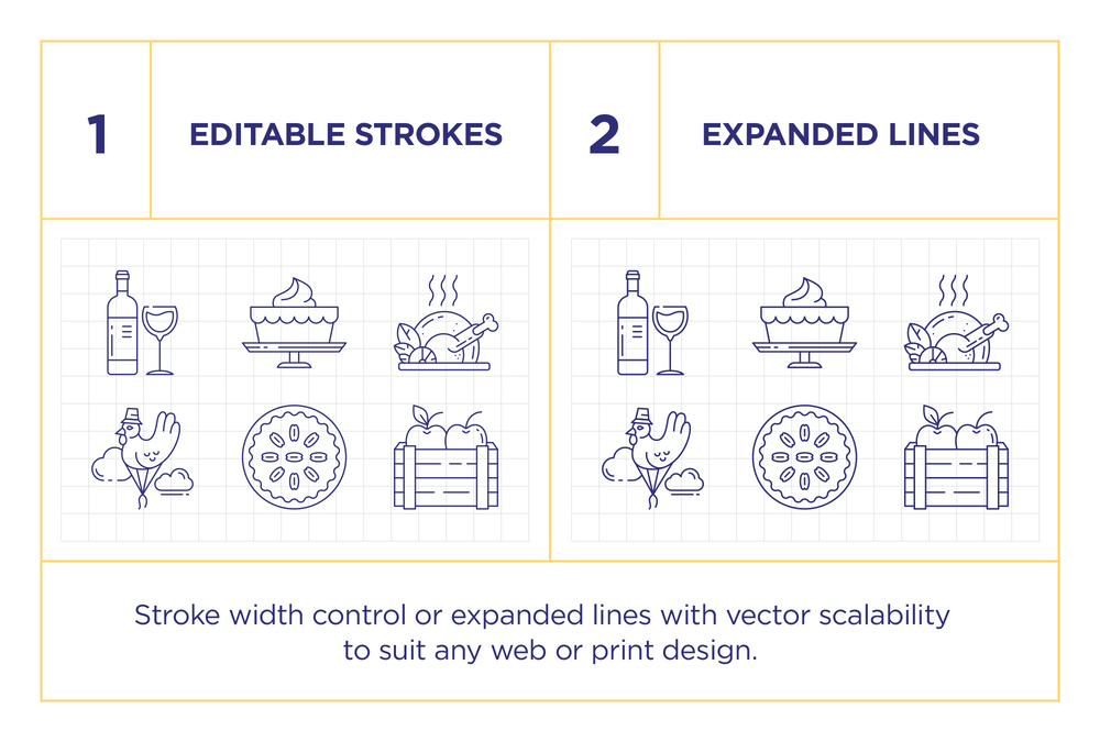 Thanksgiving Day  – 100 Line Icons