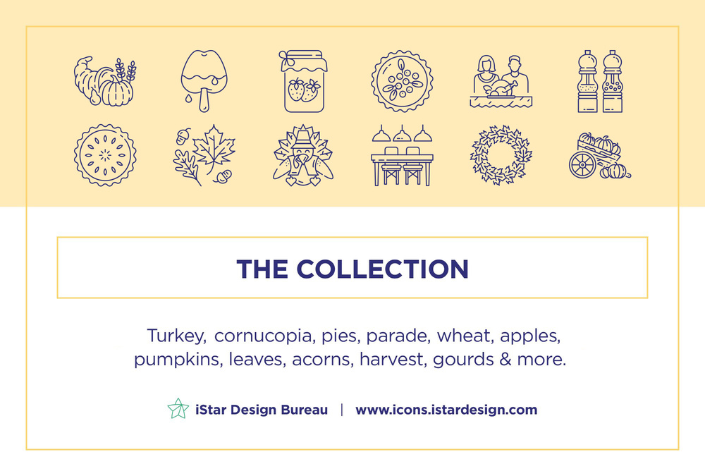 Thanksgiving Day  – 100 Line Icons