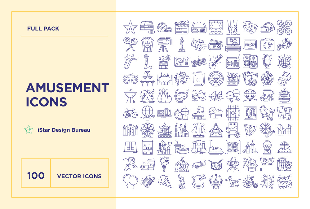 Entertainment – 100 Line Icons