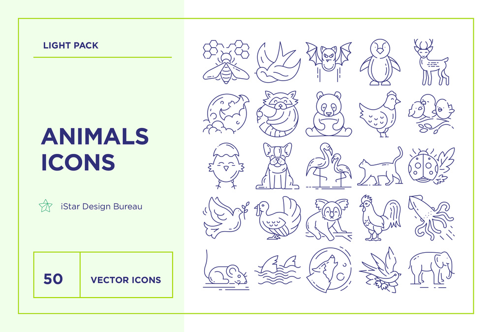 Animals – 50 Line Icons