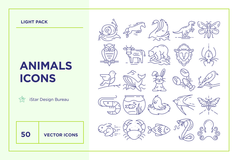 Animals – 50 Line Icons