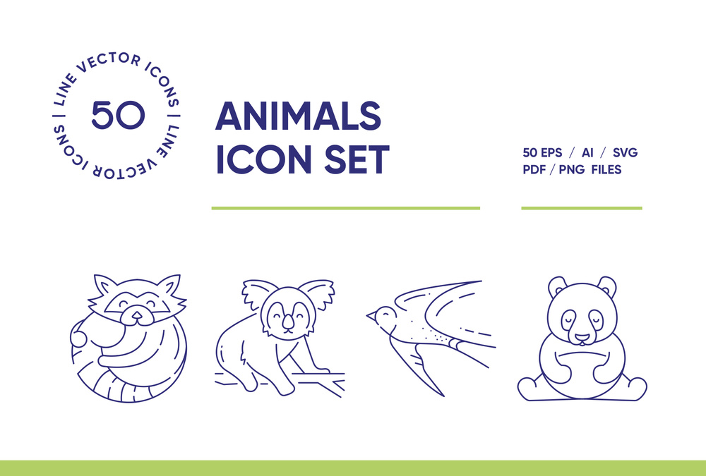 Animals – 50 Line Icons