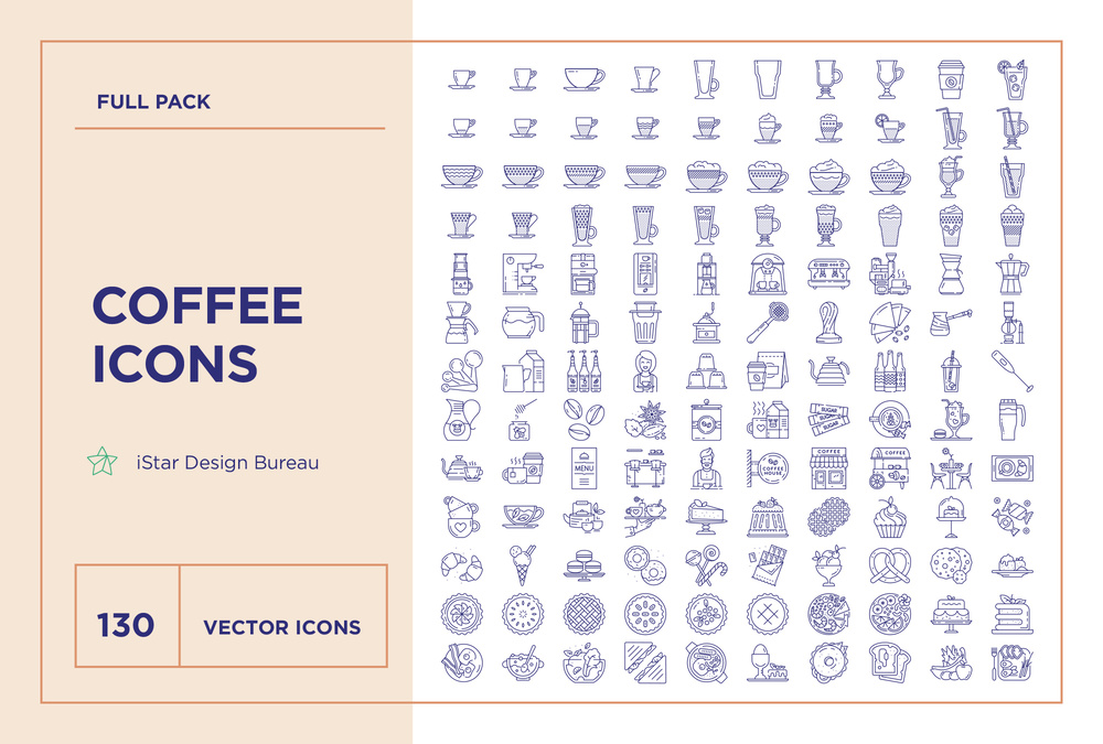 Coffee House - 130 Line Icons