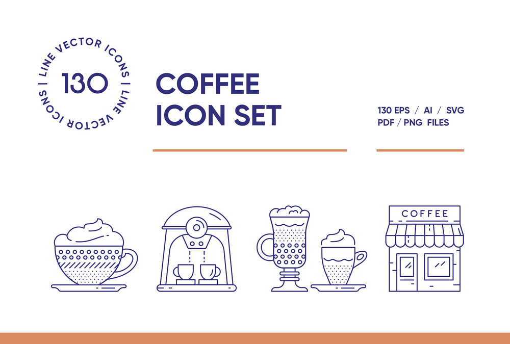 Coffee House - 130 Line Icons