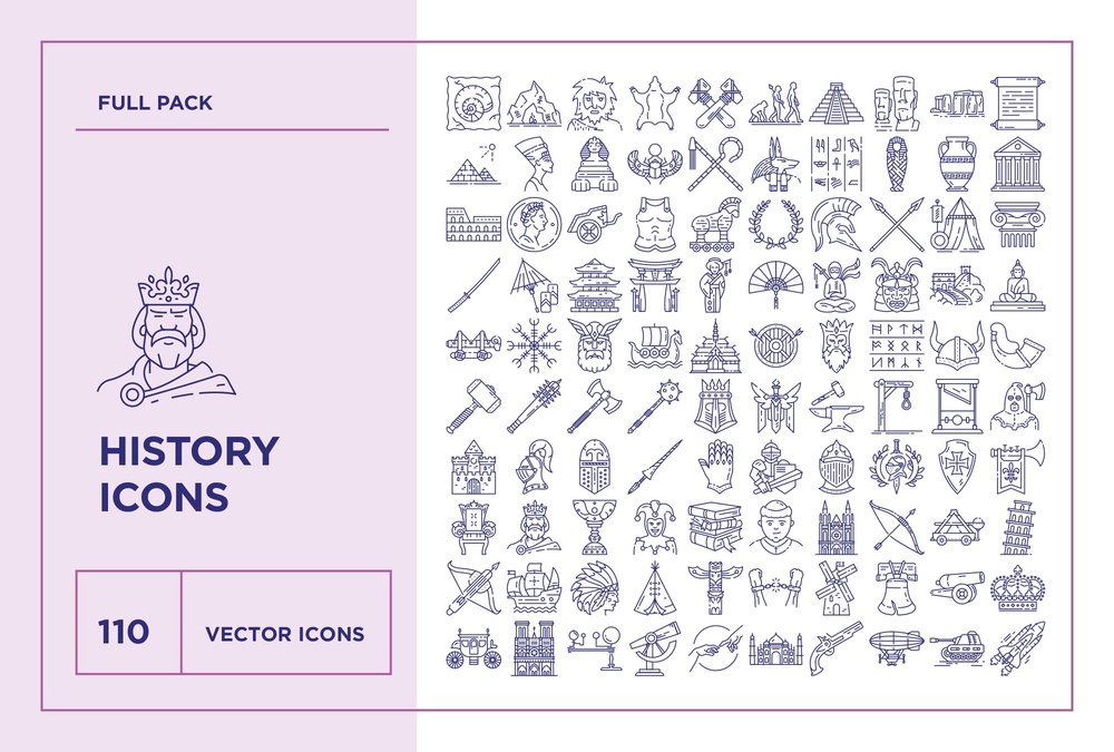 History – 100 Line Icons