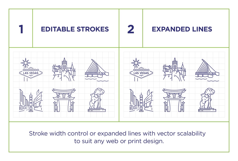 Landmarks – 100 Line Icons