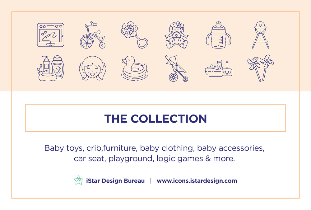 Kids – 100 Line Icons