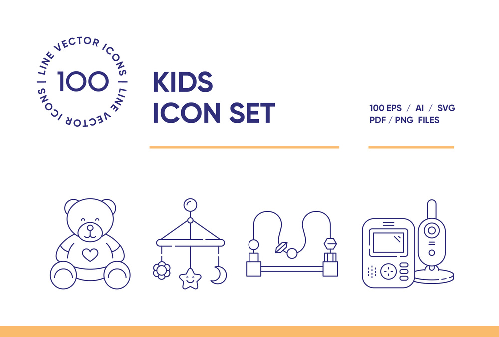 Kids – 100 Line Icons