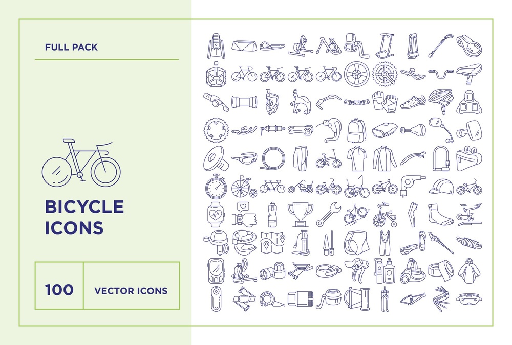 Bicycle – 100 Line Icons