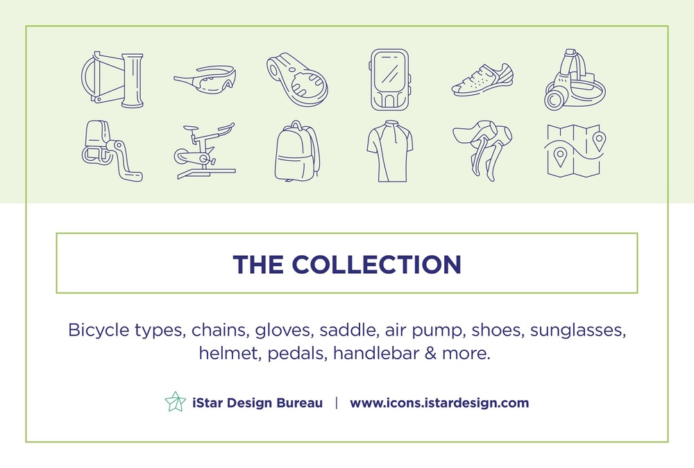 Bicycle – 100 Line Icons