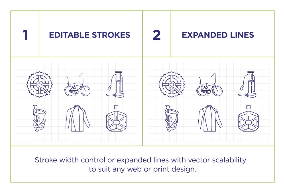 Bicycle – 100 Line Icons