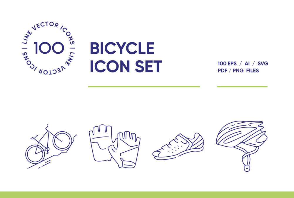 Bicycle – 100 Line Icons