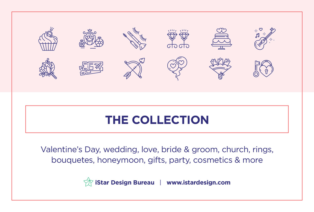 Wedding & Love – 100 Line Icons