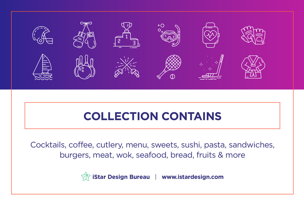 Sport & Extreme – 100 Line Icons