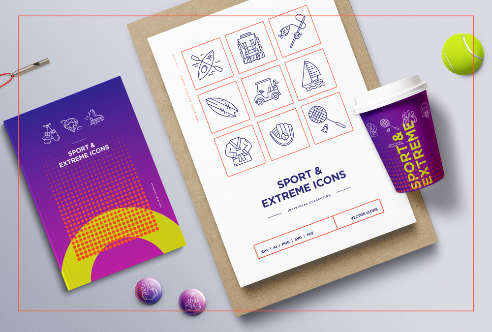 Sport & Extreme – 100 Line Icons