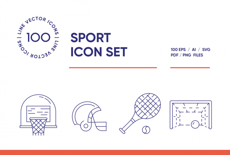 Sport & Extreme – 100 Line Icons