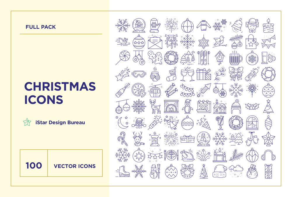 Christmas – 100 Line Icons