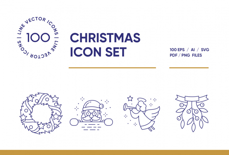 Christmas – 100 Line Icons